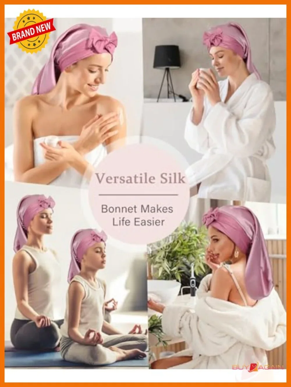 100% Mulberry Silk Bonnet for Sleeping, Adjustable Long Hair Wrap Cap,